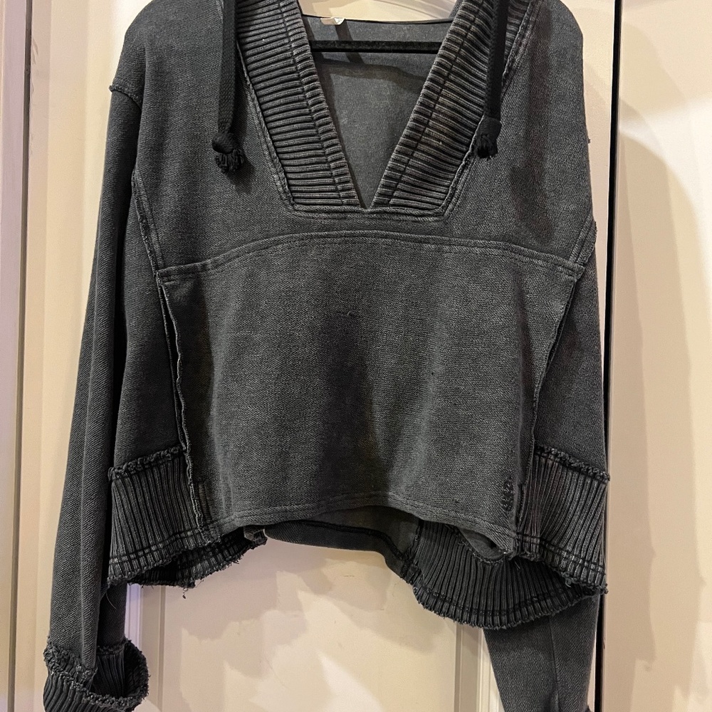 Free People Movement Distressed Pull Over Hoodie